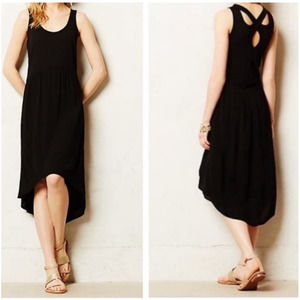 Anthropologie left of center black sleeveless midi dress